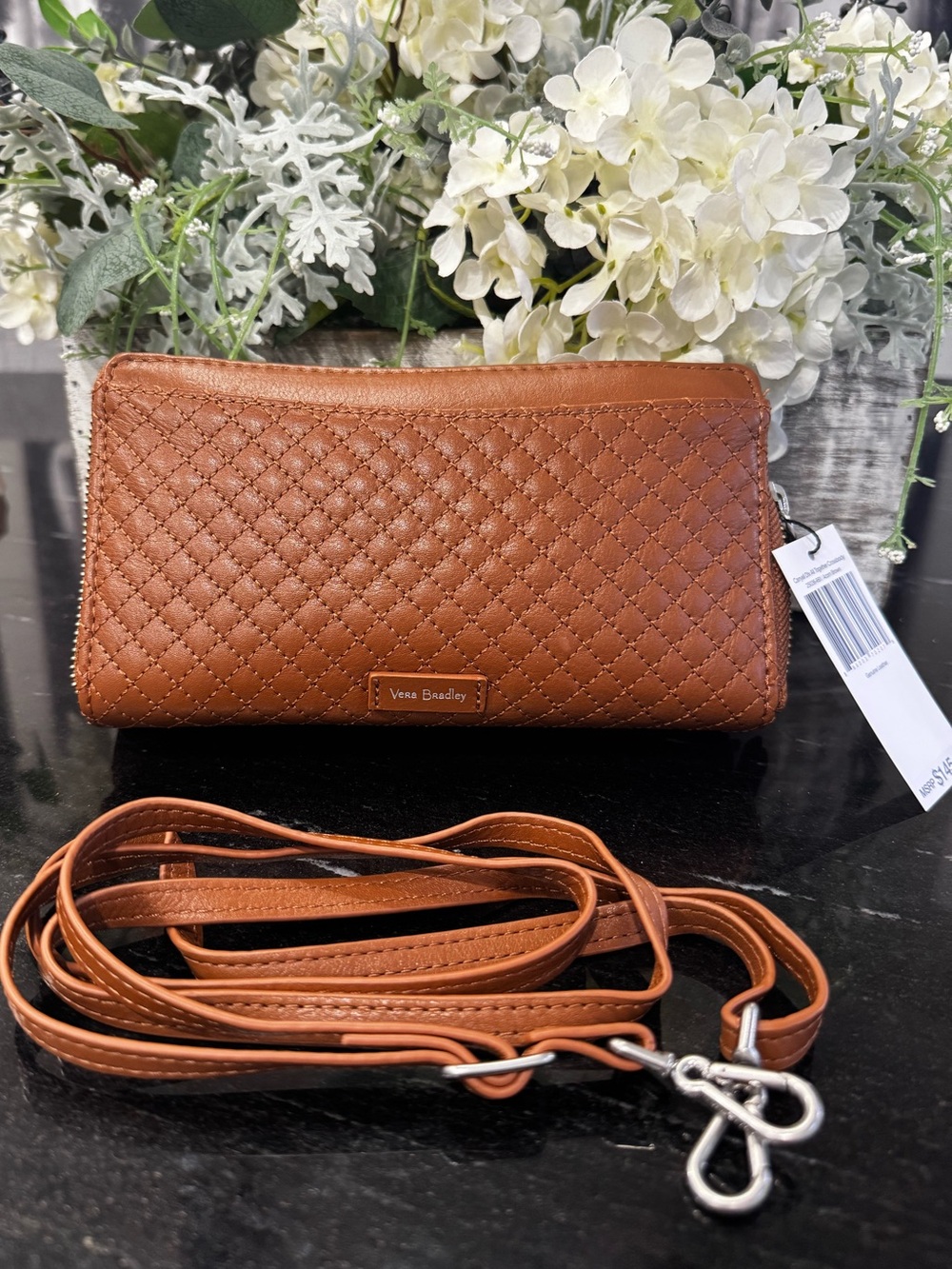 Vera Bradley Carryall Deluxe All together  Crossbody Wallet in Acorn Brown NWT